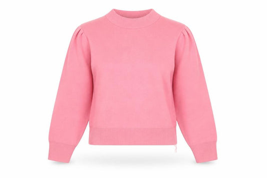 Topshop Women’s Pink UK 8 Mock Neck Puff Sleeve Knit Jumper