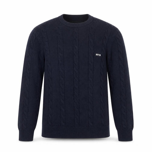 Jets Frans Women’s Blue XS Cable-Knit Crew Neck Jumper