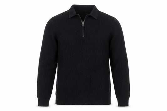 Marks and Spencer Men Black M Cotton Modal Half Zip Collared Jumper