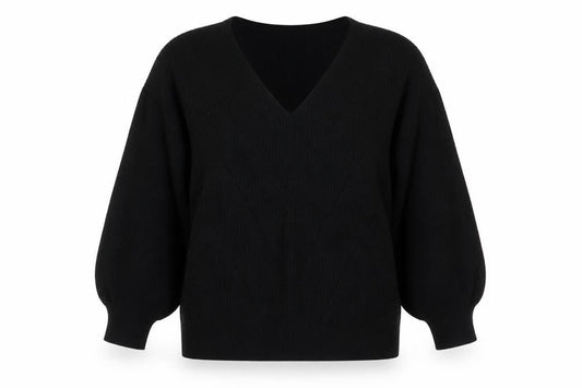 Next Women’s Black V-Neck Balloon Sleeve Knit Pullover Jumper UK 16