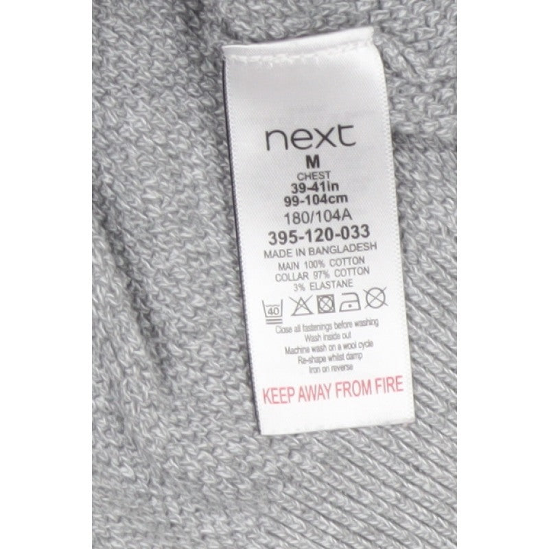 Next Men’s Grey Cotton V-Neck Logo Pullover Jumper Size M