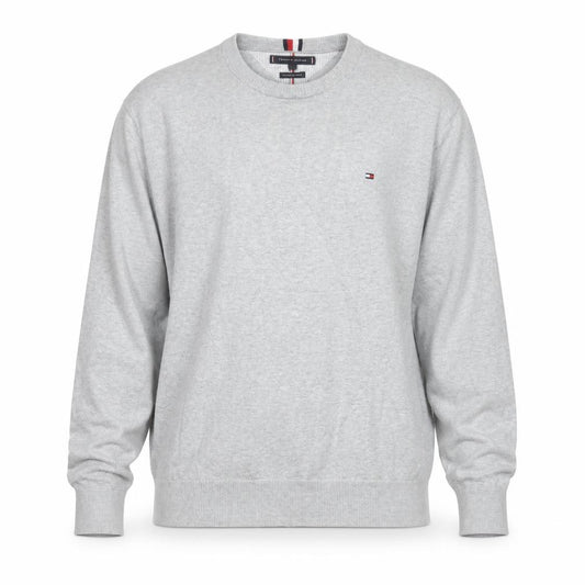 Tommy Hilfiger Men’s Grey 2XL Cotton Crew Neck Logo Pullover Jumper
