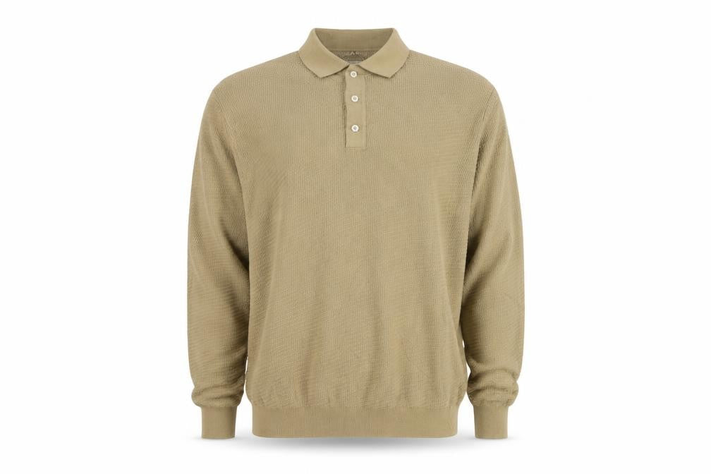 Marks and Spencer Men Beige 2XL Cotton Rich Collared Henley Jumper