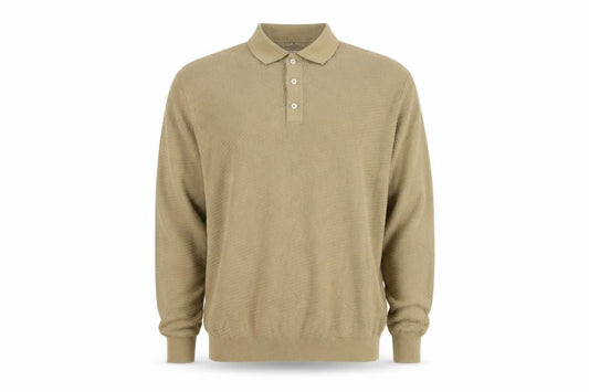 Marks and Spencer Men Beige 2XL Cotton Rich Collared Henley Jumper