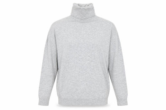 Crew Clothing Co Women Grey UK 8 Wool Blend Roll Neck Knit Jumper