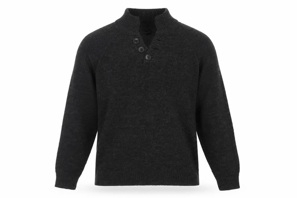 Industrialize Men's Grey L Henley High Neck Button Knit Jumper