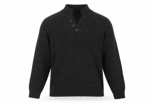 Industrialize Men's Grey L Henley High Neck Button Knit Jumper