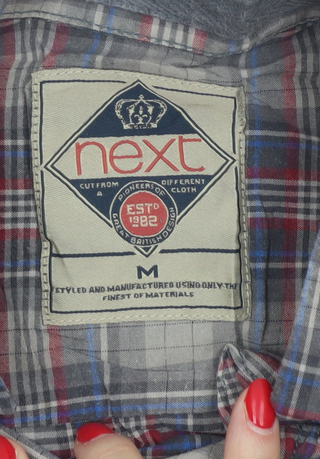 Next Teens Grey Plaid Check Long Sleeve Button-Up Shirt M Workwear