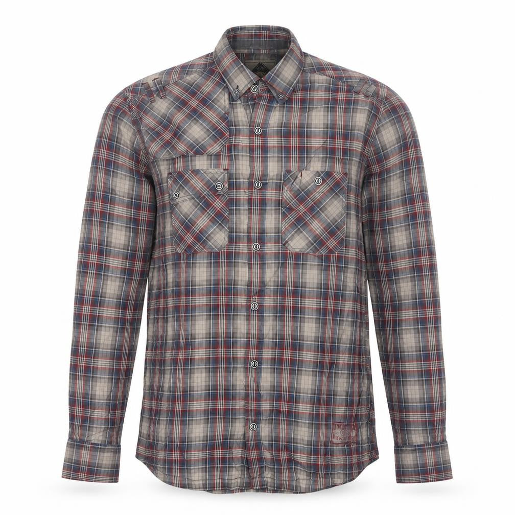 Next Teens Grey Plaid Check Long Sleeve Button-Up Shirt M Workwear