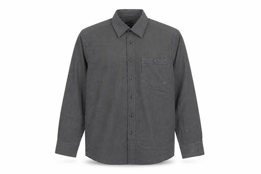 Avenue Men Grey Striped M Long Sleeve Button-Up Shirt Pockets