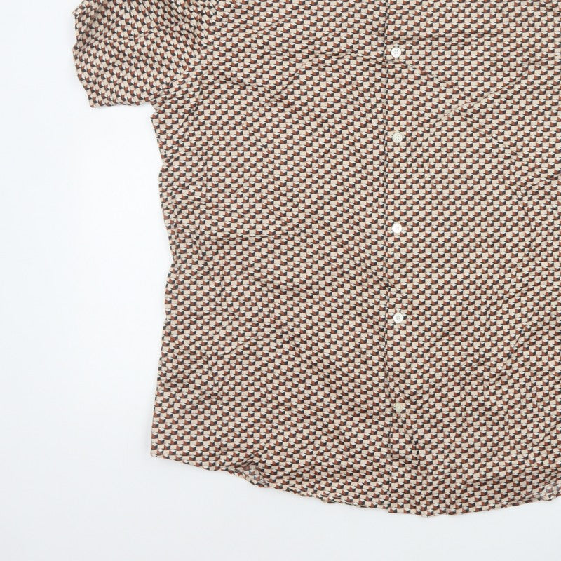 Autograph Men’s Multicoloured L Geometric Short Sleeve Button-Up Shirt