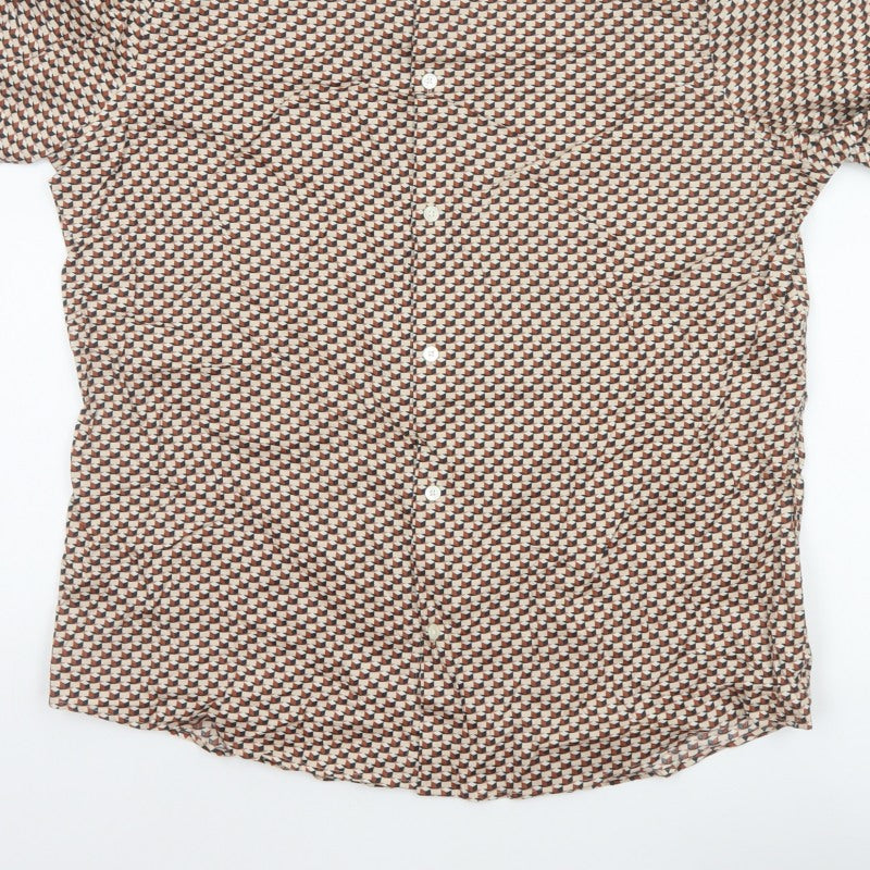 Autograph Men’s Multicoloured L Geometric Short Sleeve Button-Up Shirt