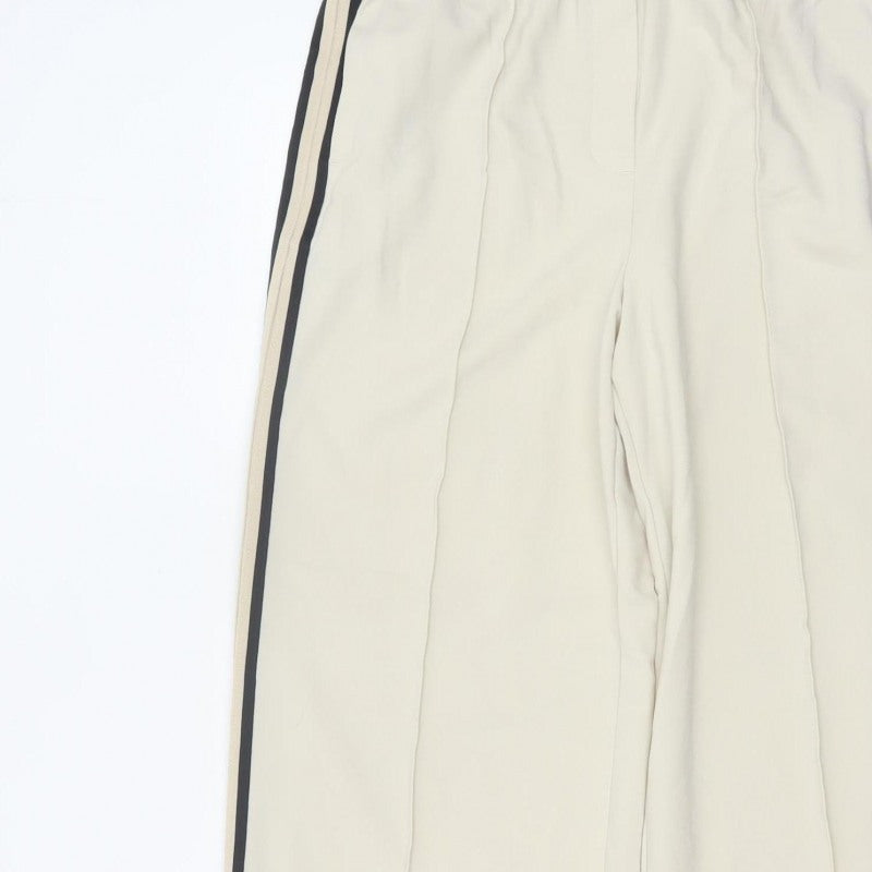 Marks and Spencer Women Beige UK 12 Regular Side Stripe Trousers