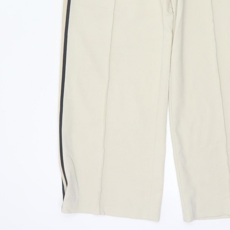 Marks and Spencer Women Beige UK 12 Regular Side Stripe Trousers