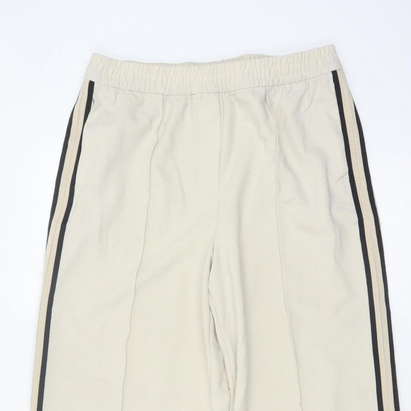 Marks and Spencer Women Beige UK 12 Regular Side Stripe Trousers