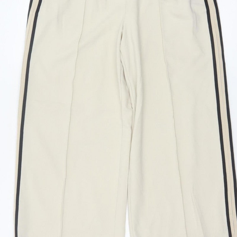 Marks and Spencer Women Beige UK 12 Regular Side Stripe Trousers