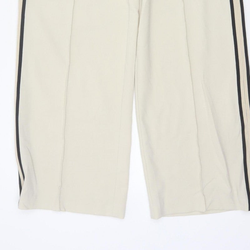 Marks and Spencer Women Beige UK 12 Regular Side Stripe Trousers