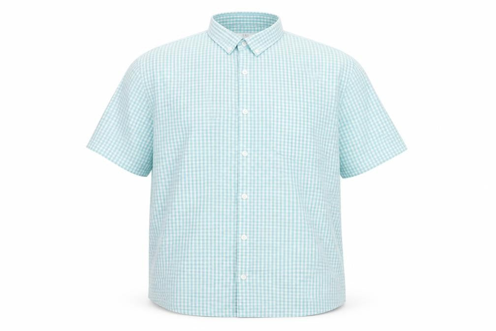 Marks and Spencer Men Blue Check 3XL Short Sleeve Button-Up Shirt