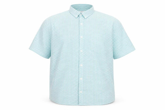 Marks and Spencer Men Blue Check 3XL Short Sleeve Button-Up Shirt