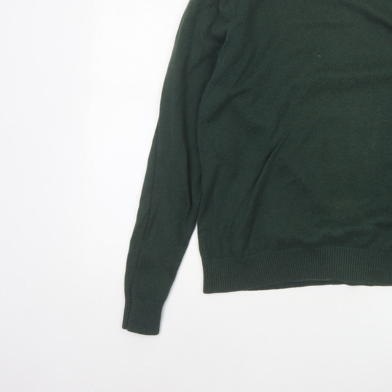 Tommy Hilfiger Men’s Green XL Cotton Cashmere V-Neck Pullover Jumper