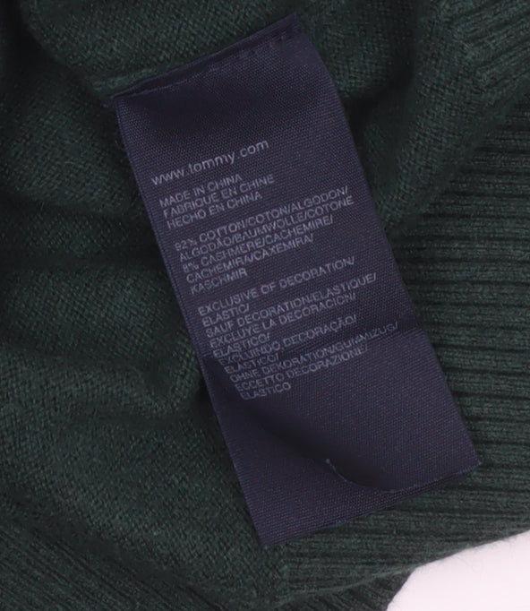 Tommy Hilfiger Men’s Green XL Cotton Cashmere V-Neck Pullover Jumper