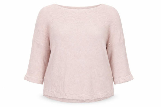 Monsoon Linen Women’s Pink XL Boat Neck 3/4 Sleeve Knit Jumper