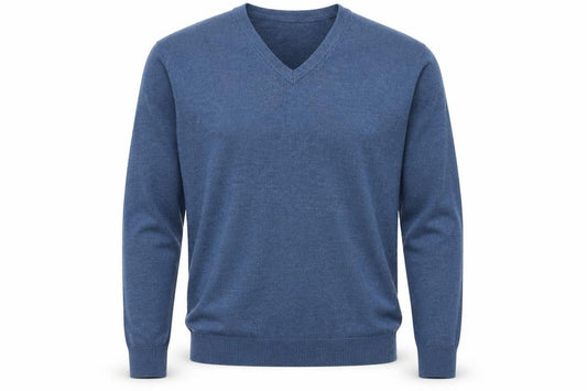 Marks and Spencer Men's Blue XL V-Neck Acrylic Knit Pullover Jumper