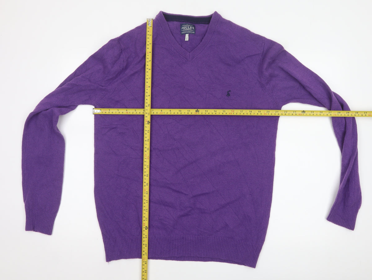 Joules Men’s Purple Large Wool Blend V-Neck Pullover Jumper