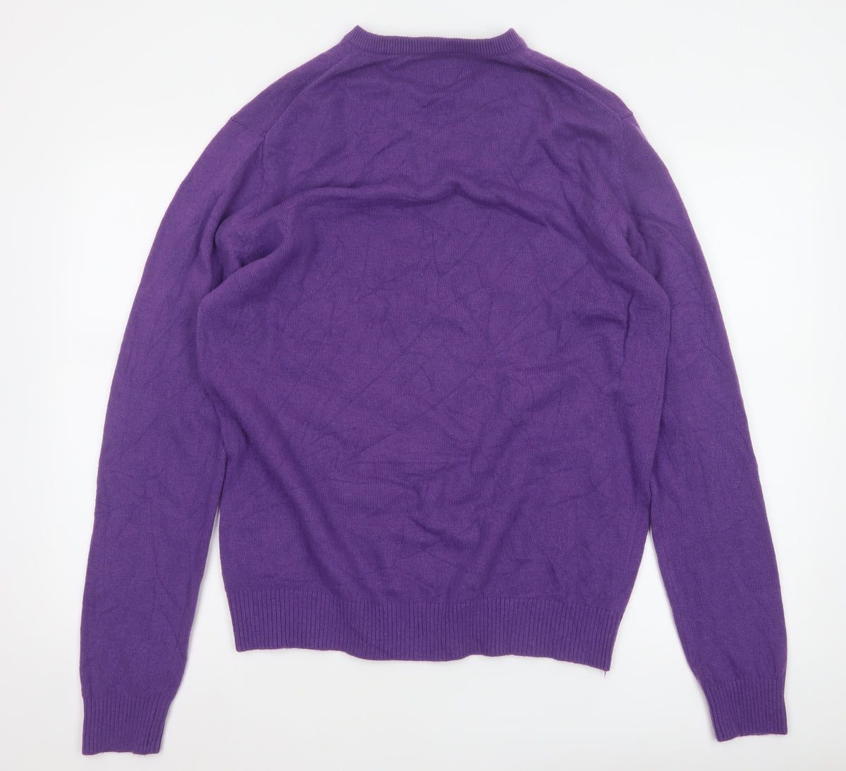 Joules Men’s Purple Large Wool Blend V-Neck Pullover Jumper