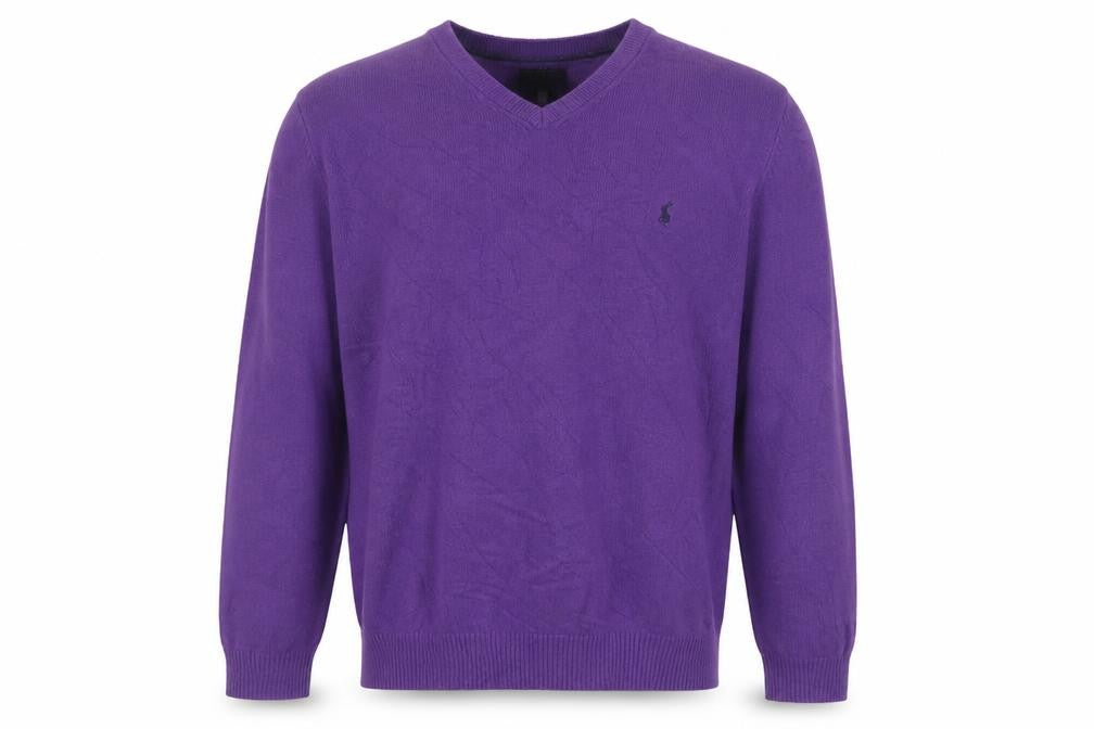 Joules Men’s Purple Large Wool Blend V-Neck Pullover Jumper