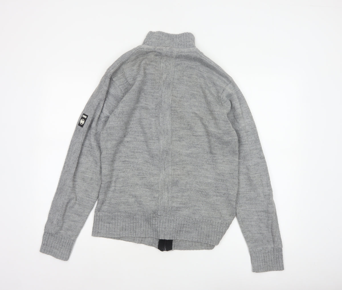 Dissident Men Grey M Button Cardigan High Neck Knit Pockets
