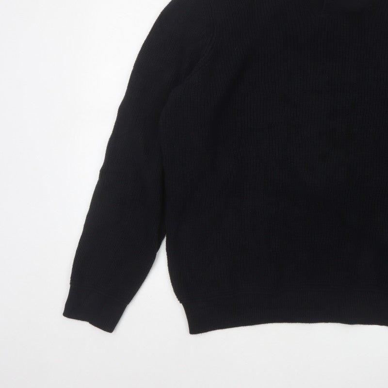 GAP Men's Black XXL Cotton Cable Knit Collared Pullover Jumper