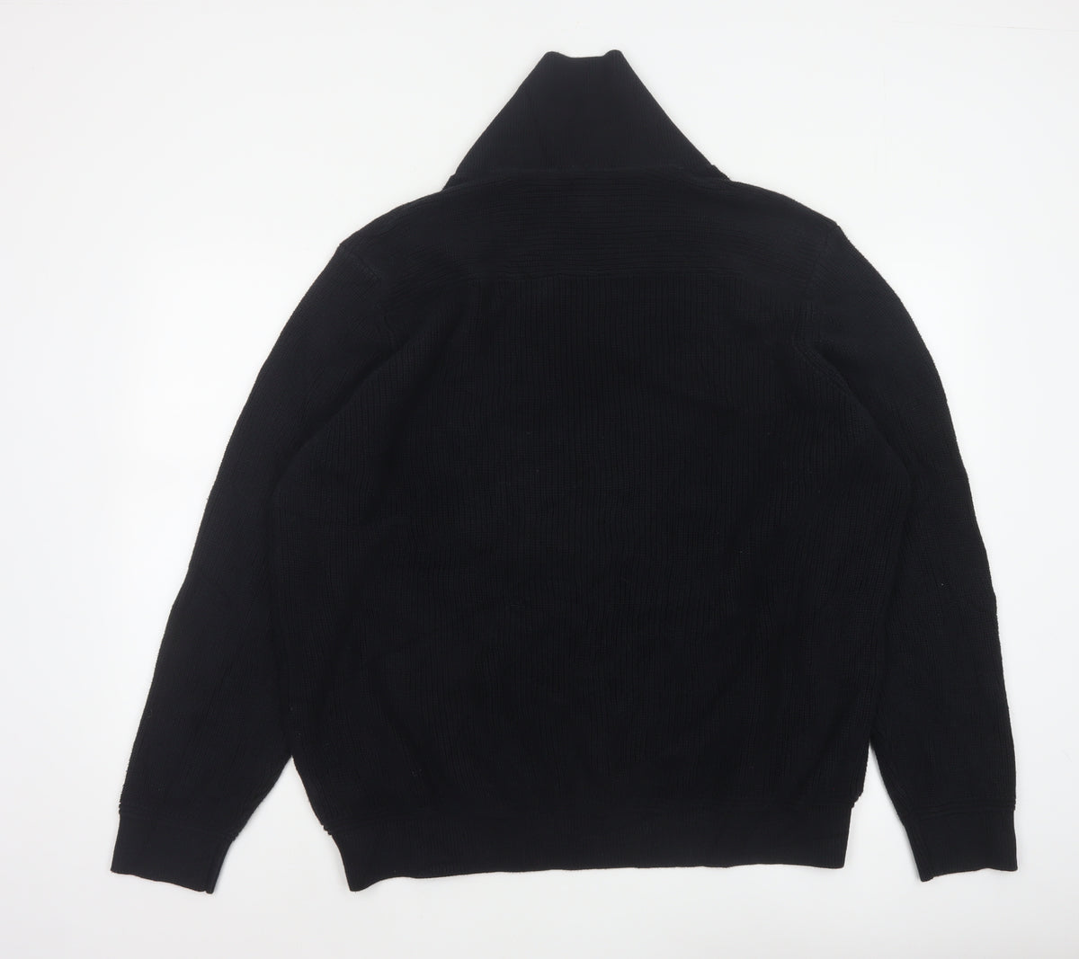 GAP Men's Black XXL Cotton Cable Knit Collared Pullover Jumper