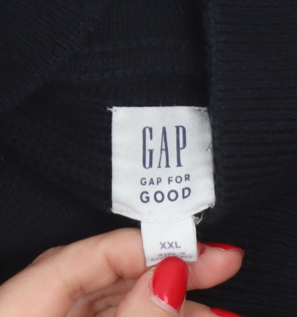 GAP Men's Black XXL Cotton Cable Knit Collared Pullover Jumper