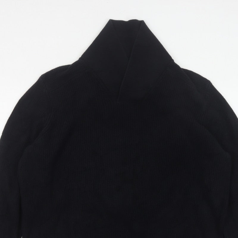 GAP Men's Black XXL Cotton Cable Knit Collared Pullover Jumper