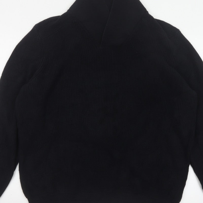 GAP Men's Black XXL Cotton Cable Knit Collared Pullover Jumper