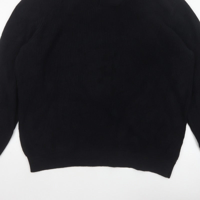 GAP Men's Black XXL Cotton Cable Knit Collared Pullover Jumper
