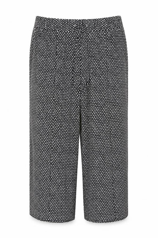 M&S Women’s Black White Geometric Wide-Leg Trousers UK 18 Short