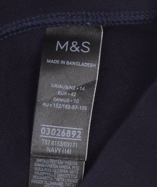 Marks & Spencer Women’s Blue Size 14 Stretch Jersey Straight Trousers