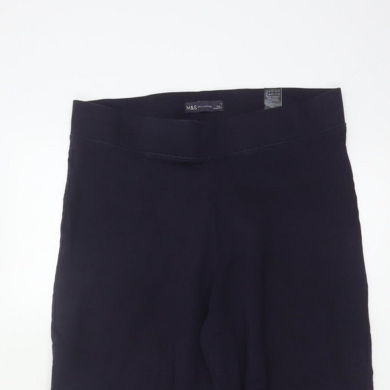Marks & Spencer Women’s Blue Size 14 Stretch Jersey Straight Trousers