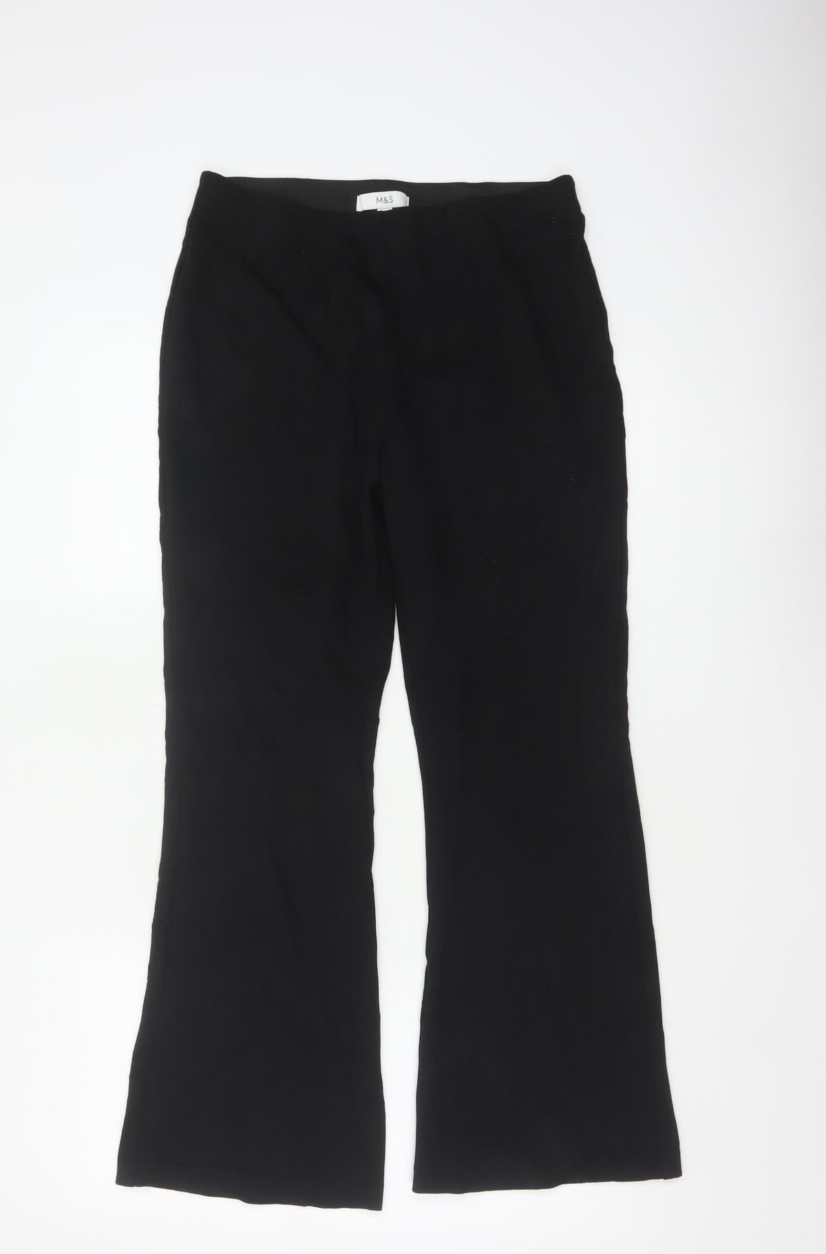 Marks & Spencer Women’s Black Size 12 Regular Flared Pull-On Trousers