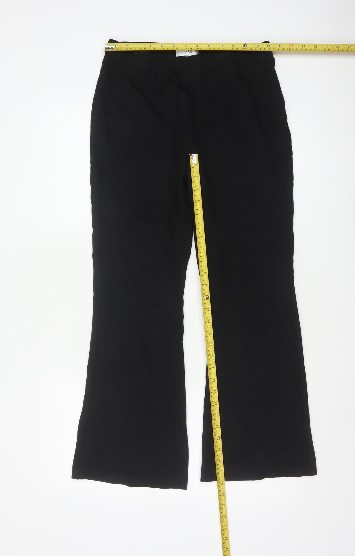 Marks & Spencer Women’s Black Size 12 Regular Flared Pull-On Trousers