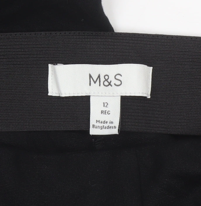Marks & Spencer Women’s Black Size 12 Regular Flared Pull-On Trousers