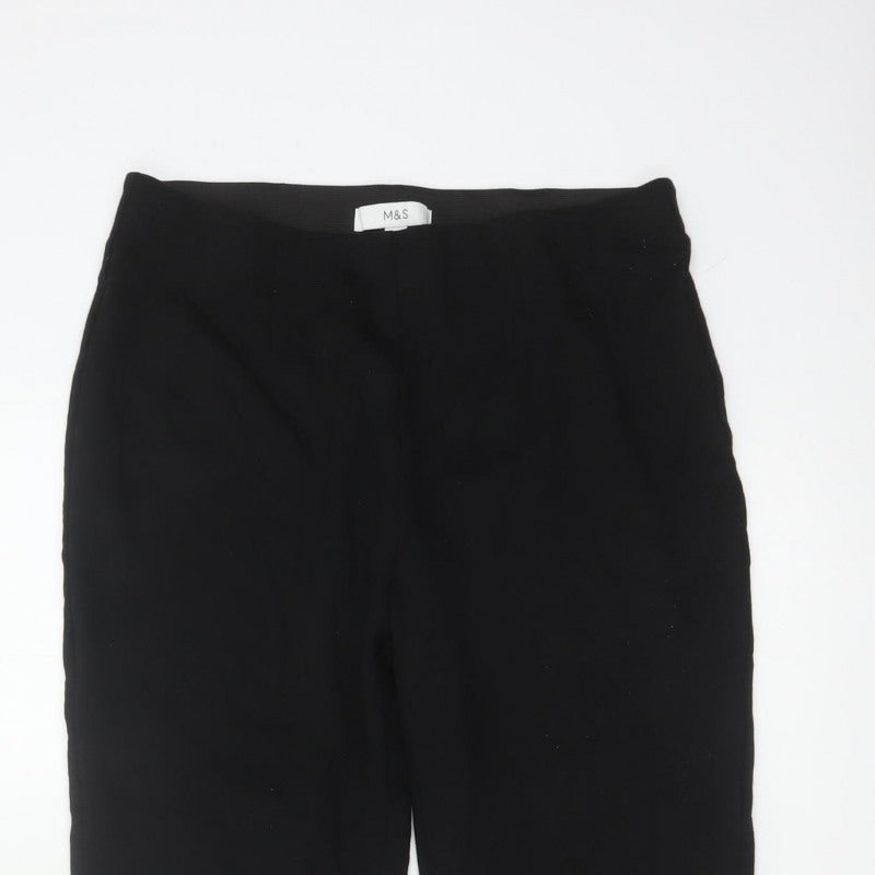 Marks & Spencer Women’s Black Size 12 Regular Flared Pull-On Trousers
