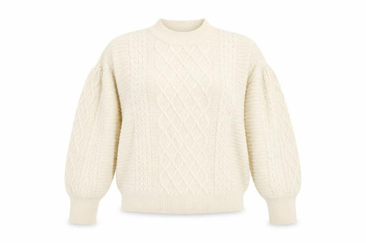 Anyday John Lewis Women Ivory L Cable-Knit Mock Neck Jumper