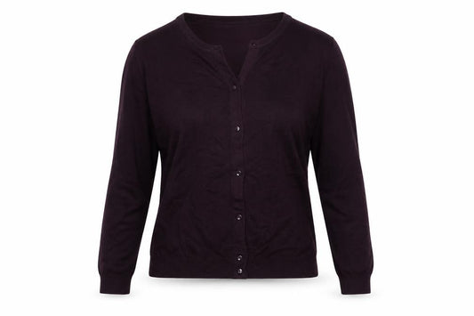 Dorothy Perkins Women Purple Size 14 V-Neck Button Knit Cardigan