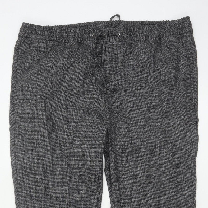 H&M Men’s Grey XL Slim Fit Drawstring Tapered Trousers