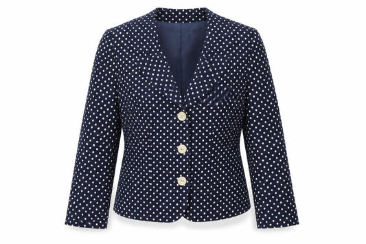 RUSS Petites Women Blue Polka Dot Blazer UK 6 Vintage Lined