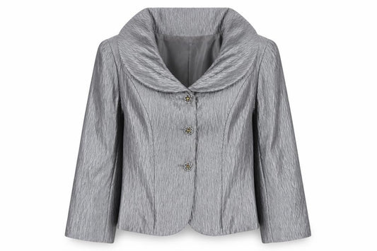 Night Studio New York Women’s Grey UK 16 Pleated Shawl Collar Blazer