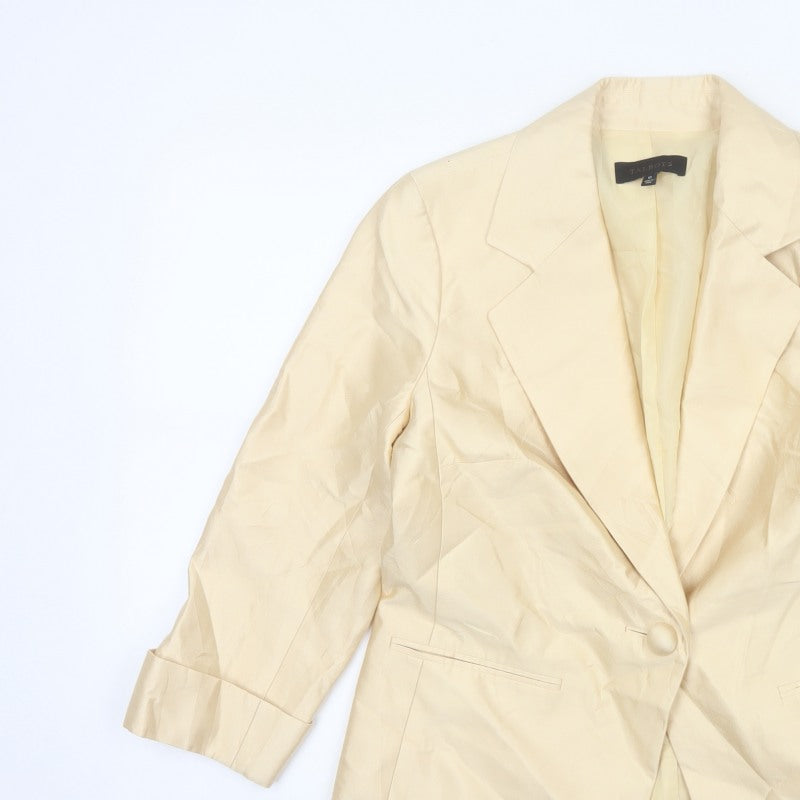 Talbots Women Ivory UK 10 Silk Cotton Single-Breasted Blazer